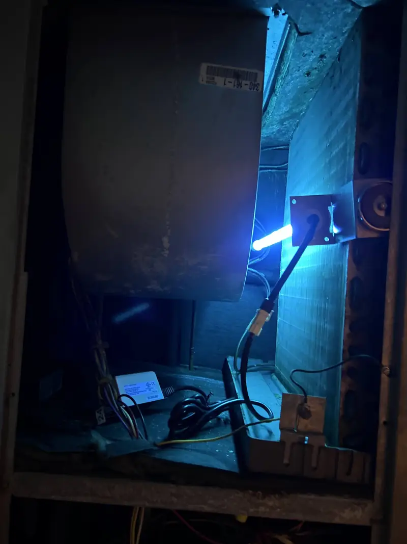 UV light installed inside an air handler