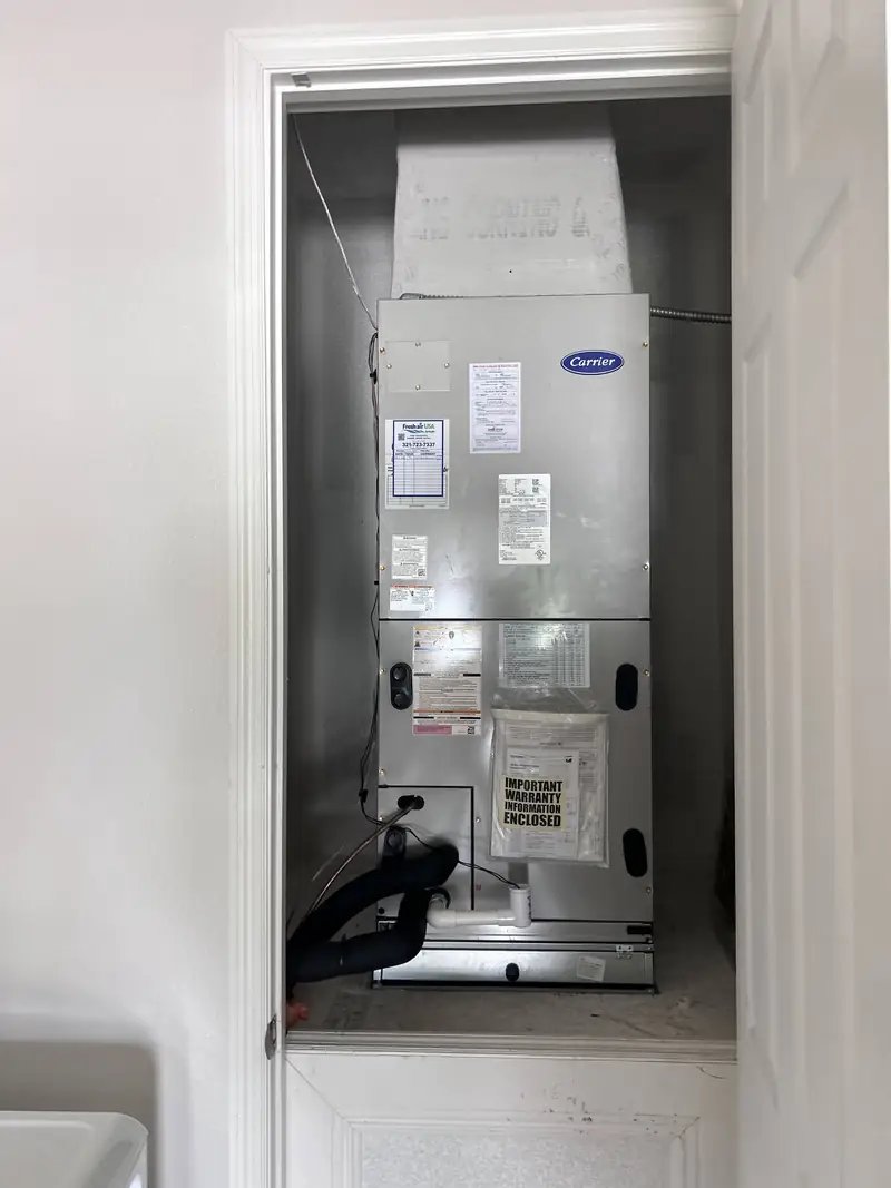 Air handler installed in a narrow closet