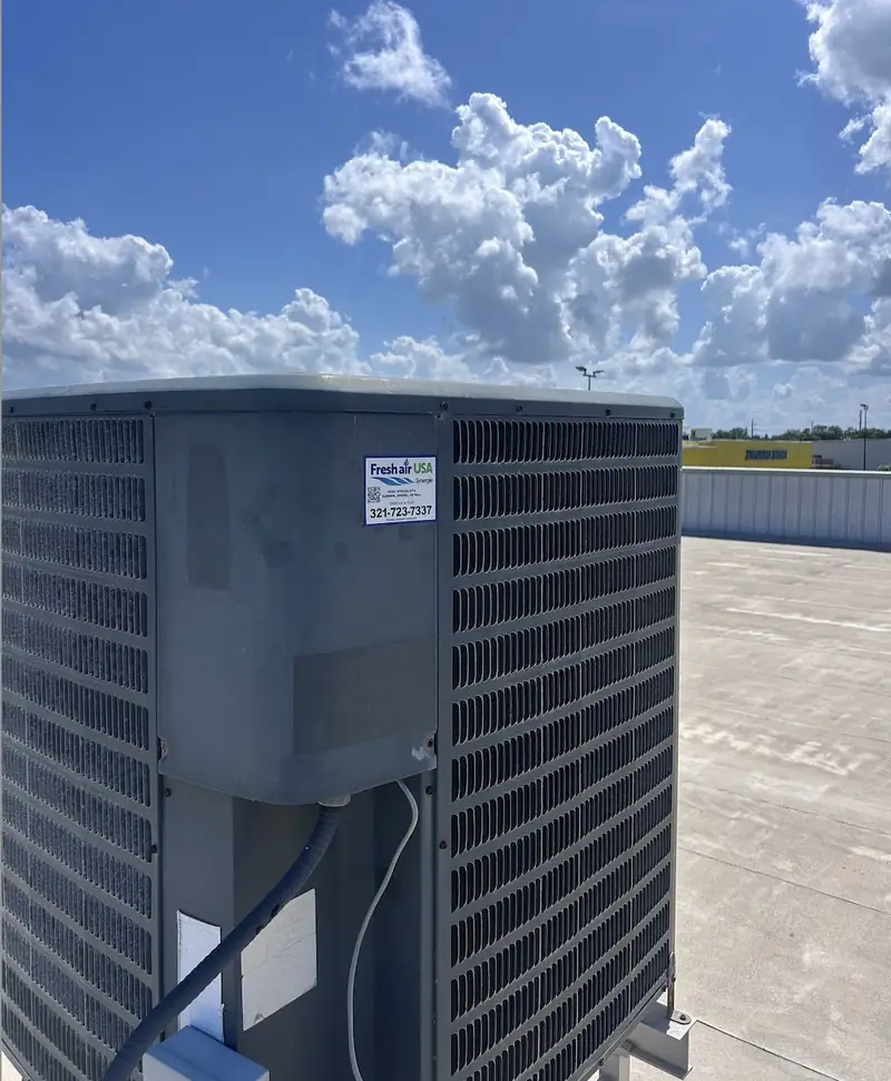 Condenser on a rooftop pad