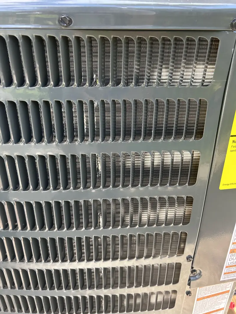 Close-up of condenser coil fins