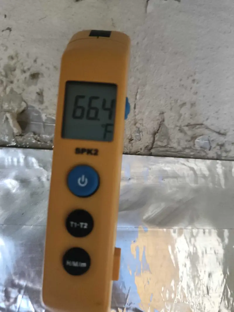 Digital thermometer reading supply air temperature