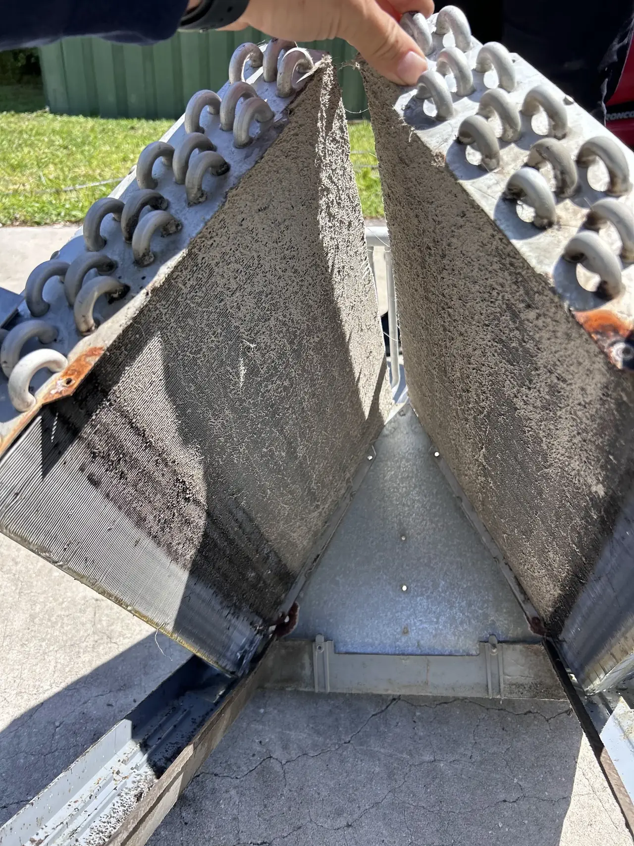 Contaminated coil section removed for cleaning